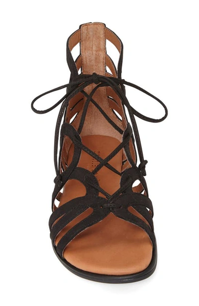 Gentle Souls Break My Heart Snake Embossed Lace Up Sandals In Black