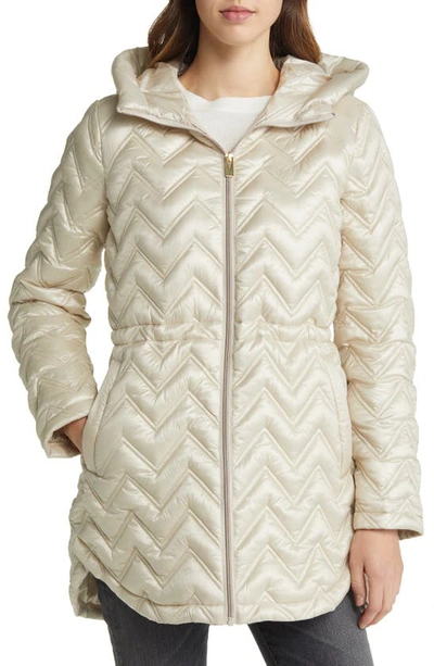 Via Spiga Zigzag Quilt Puffer Jacket In Biscotti
