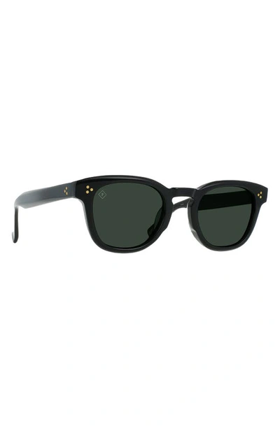 Raen Squire 49mm Polarized Round Sunglasses In Recycled Black/ Green Polar