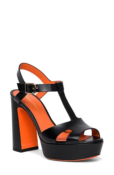 Shop Santoni Norma T-strap Platform Sandal In Black-n01