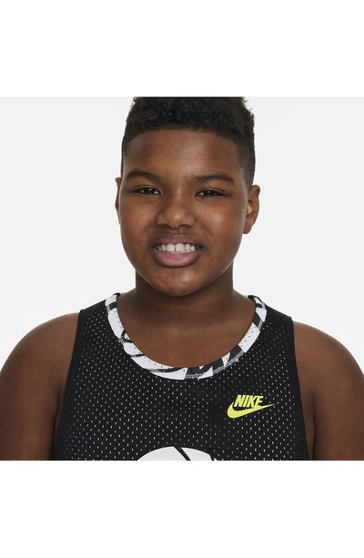 Shop Nike Kids' Culture Of Basketball Reversible Mesh Tank In Black/ White/ Opti Yellow