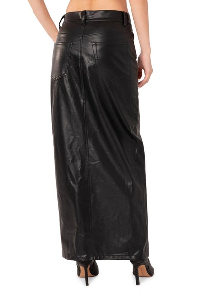 Shop Edikted Neli Slit Front Faux Leather Maxi Skirt In Black