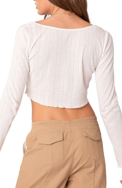 Edikted Pointelle Crop Top In White