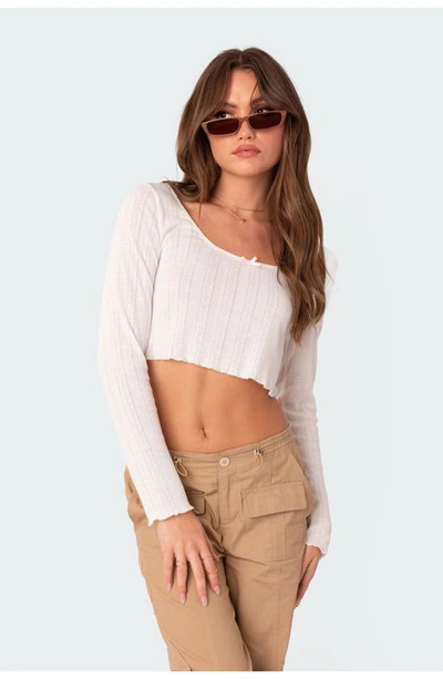 Edikted Pointelle Crop Top In White