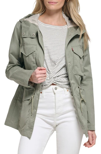 Shop Levi's Utility Hooded Jacket In Sea Green
