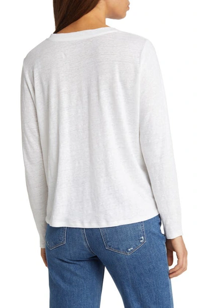 Eileen Fisher Organic Linen Long Sleeve T-shirt In White