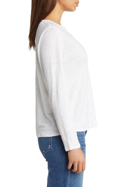 Shop Eileen Fisher Organic Linen Long Sleeve T-shirt In White