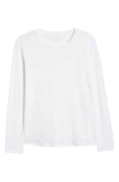 Shop Eileen Fisher Organic Linen Long Sleeve T-shirt In White