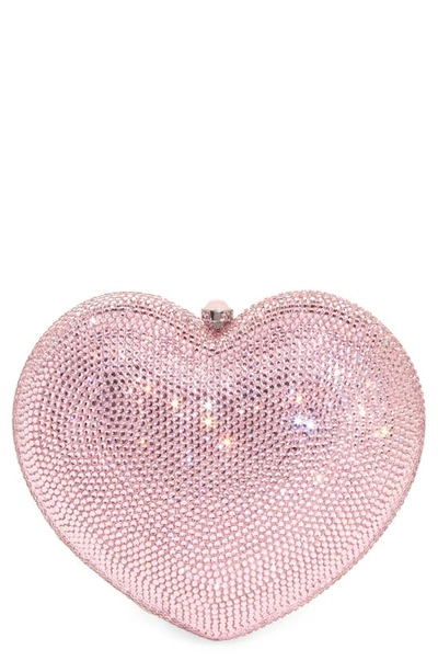 Shop Judith Leiber Lamour Petite Coeur Heart Clutch In Silver Light Rose