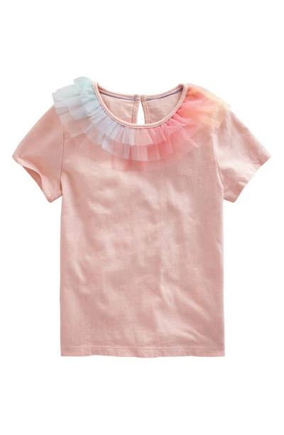 Shop Mini Boden Kids' Tulle Accent Cotton T-shirt In Provence Dusty Pink