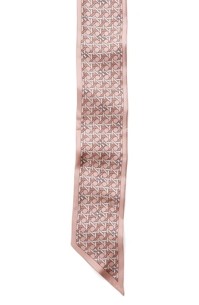 Shop Tory Burch Basketweave Ribbon Reversible Tie Scarf In Winter Peach