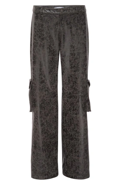 Shop Miaou Elias Distressed Faux Leather Cargo Pants In Varnish Printed Suede