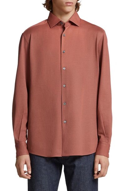 Shop Zegna Cotton Button-up Shirt In Orange