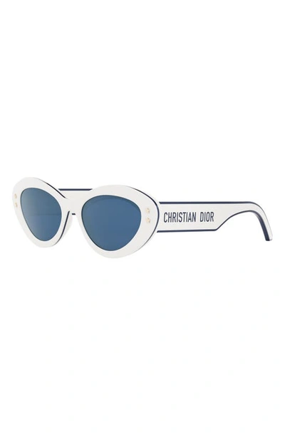 Shop Dior 'pacific B1u 53mm Butterfly Sunglasses In Ivory / Blue