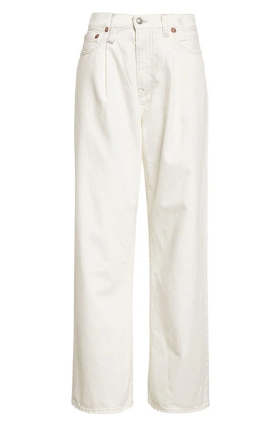 Shop R13 Damon Pleated Rigid Wide Leg Jeans In Norma White