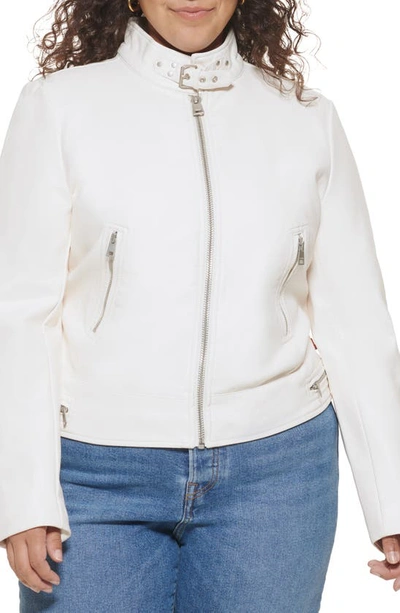 Shop Levi's Racer Faux Leather Jacket In Oyster