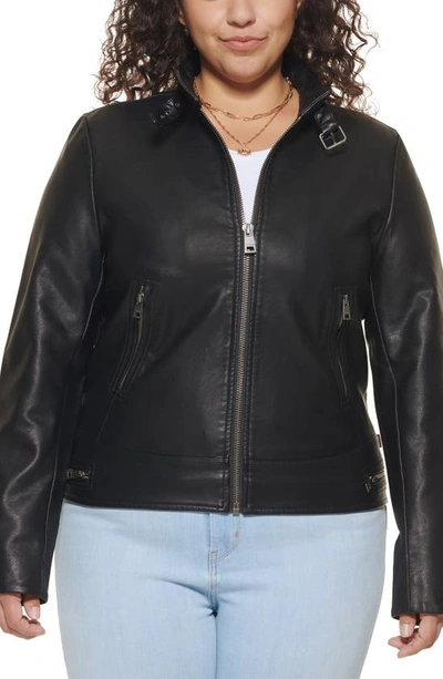 Shop Levi's Racer Faux Leather Jacket In Black
