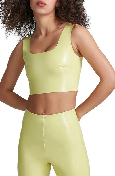 Shop Commando Patent Faux Leather Crop Top In Limeade