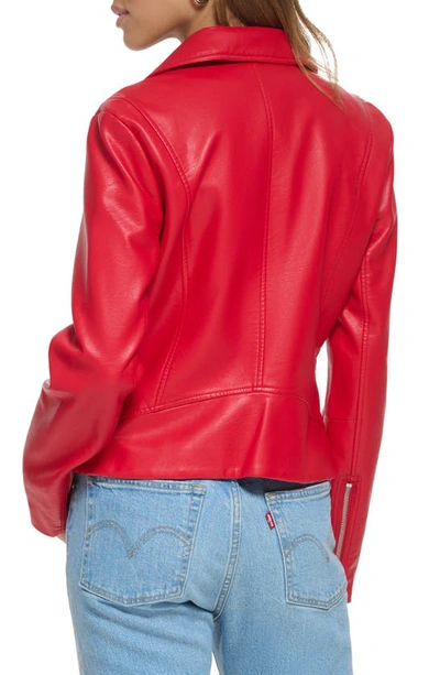 Shop Levi's Faux Leather Moto Jacket In Red