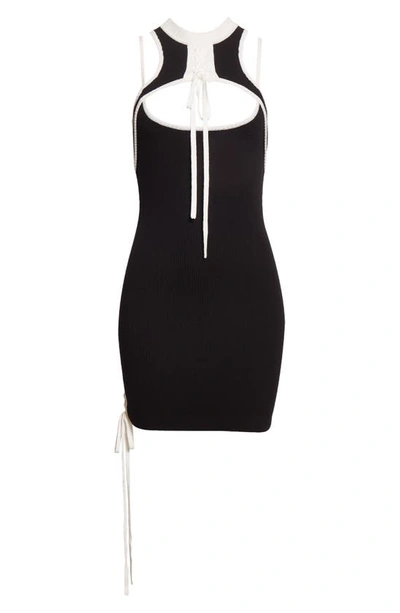 Shop Monse Cutout Halter Neck Rib Minidress In Black