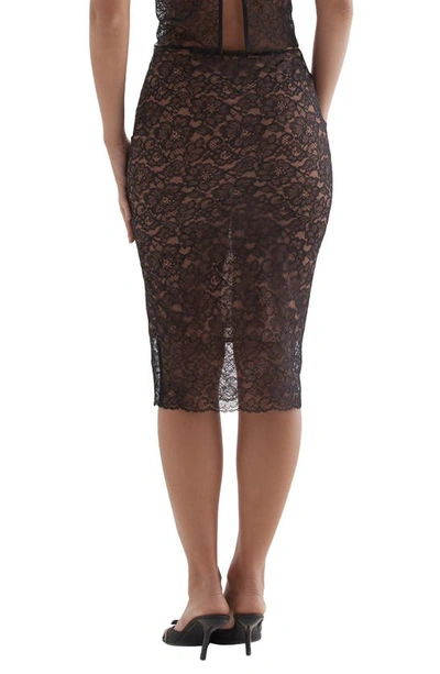 House Of Cb Lace Maxi Skirt In Black