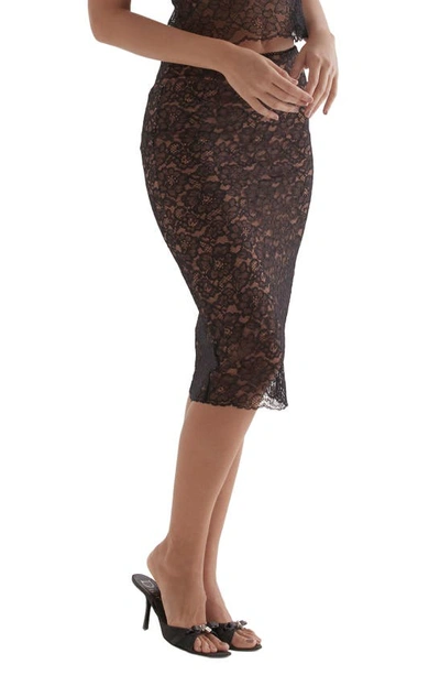 House Of Cb Lace Maxi Skirt In Black