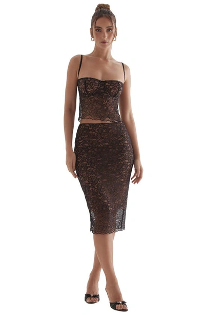 House Of Cb Lace Maxi Skirt In Black
