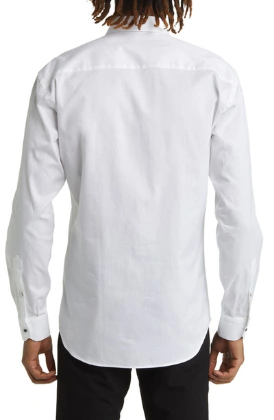 Shop Maceoo Fibonacci Angled Lines Regular Fit Cotton Button-up Shirt In White