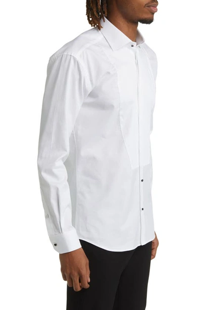 Maceoo Fibonacci Angled Lines Regular Fit Cotton Button-up Shirt In White