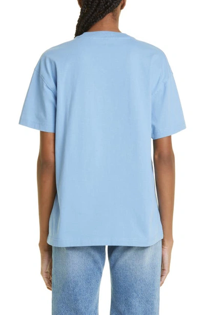 Shop Off-white '70s Logo Cotton Graphic Tee In Light Blue White