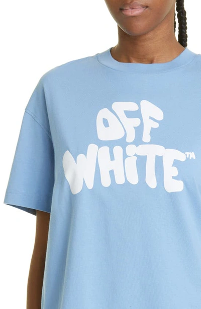 Shop Off-white '70s Logo Cotton Graphic Tee In Light Blue White