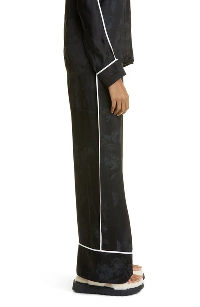 Shop Off-white Sky Piped Jacquard Satin Pajama Pants In Black