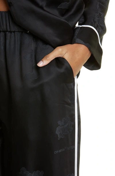 Shop Off-white Sky Piped Jacquard Satin Pajama Pants In Black