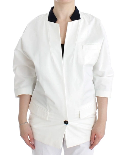 Shop Andrea Pompilio White Cotton Blend Oversized Blazer Women's Jacket