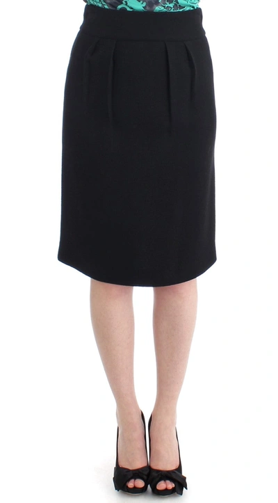 Shop Cavalli Elegant Black Wool Pencil Women's Skirt