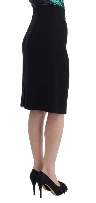 Shop Cavalli Elegant Black Wool Pencil Women's Skirt