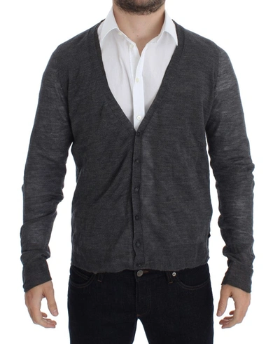 Shop Costume National Gray Wool Button Cardigan Men's Sweater