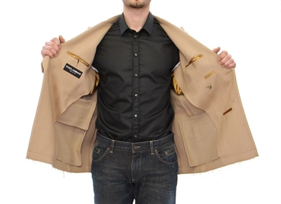 Shop Dolce & Gabbana Beige Double Breasted Coat Men's Jacket