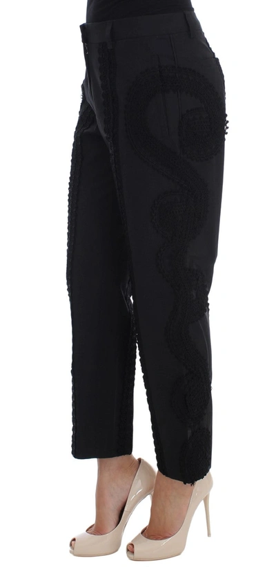 Shop Dolce & Gabbana Black Cotton Stretch Torero Capris Women's Pants