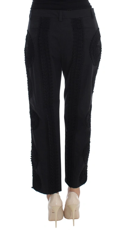Shop Dolce & Gabbana Black Cotton Stretch Torero Capris Women's Pants