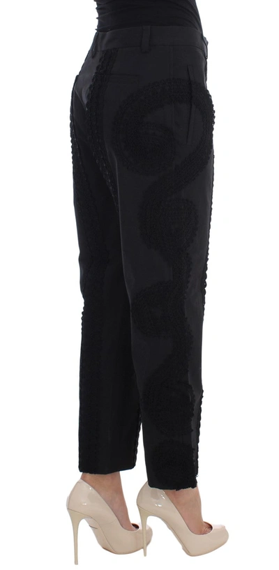 Shop Dolce & Gabbana Black Cotton Stretch Torero Capris Women's Pants