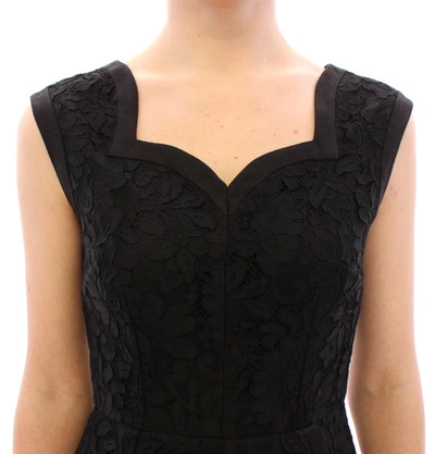 Dolce & Gabbana Black Floral Lace Sicily Runway Dress In Black