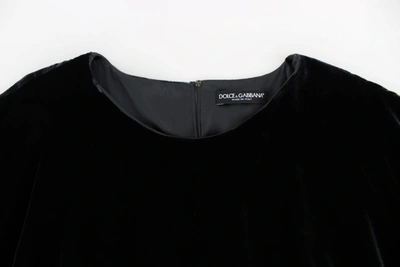 Shop Dolce & Gabbana Black Velvet Shortsleeved Women's Blouse
