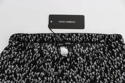 Shop Dolce & Gabbana Black White Floral Lace Silk Sleepwear Women's Shorts In Black/white
