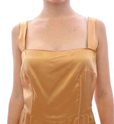 Shop Dolce & Gabbana Elegant Bronze Silk Knee-length Sheath Women's Dress