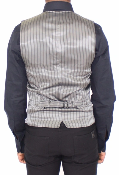 Shop Dolce & Gabbana Gray Cotton Stretch Dress Vest Men's Blazer