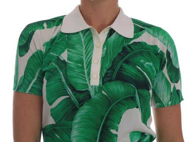 Shop Dolce & Gabbana Green Banana Leaf  Polo Women's T-shirt In White