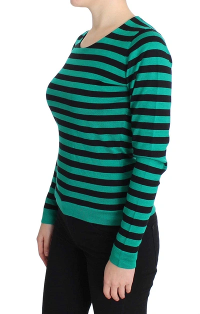 Shop Dolce & Gabbana Elegant Striped Cashmere Silk Women's Sweater In Green