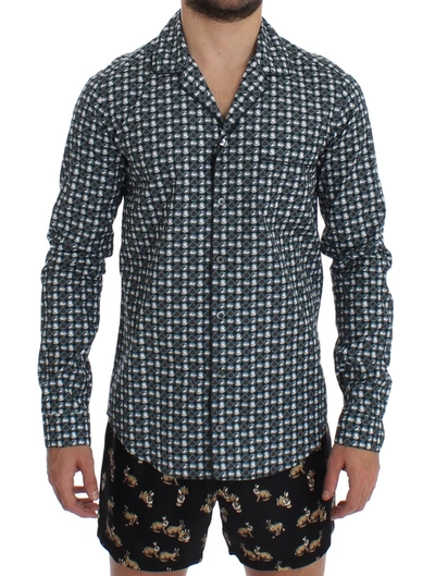 Shop Dolce & Gabbana Green Hat Print Cotton Pajama Shirt Men's Sleepwear