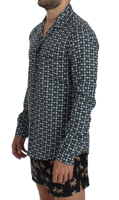 Shop Dolce & Gabbana Green Hat Print Cotton Pajama Shirt Men's Sleepwear